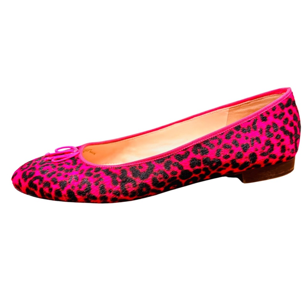 J.Crew Pink Leopard Calf Hair Ballet Flats Size 10.5 Hot Pink Animal Print